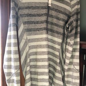 Grey and white striped 3/4 zip lululemon long sleeve top size 12